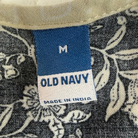 Old Navy Black Floral Long-Sleeve Smock Dress with Cream Trim Size Medium - Picture 5 of 13